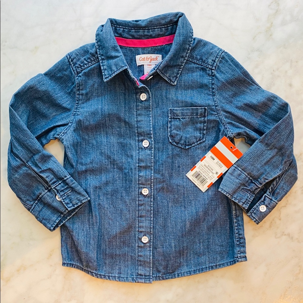 NEW 18M Denim Button Down Shirt